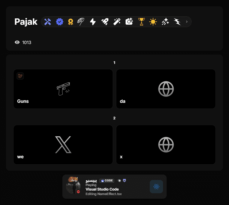 A profile in the Open Widgets layout, with the Discord widget as its own tile below the card