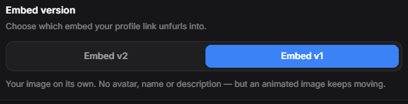 The Embed version switch with Embed v2 and Embed v1