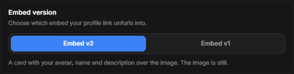 The Embed version switch with Embed v2 and Embed v1