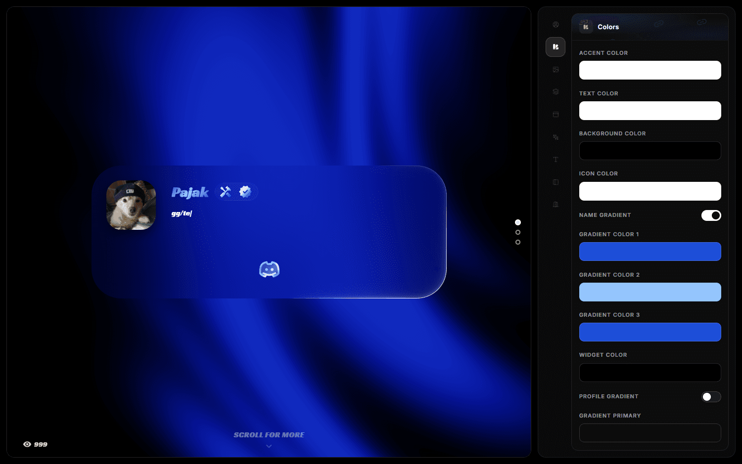 The Playground Studio with the options beside the live preview