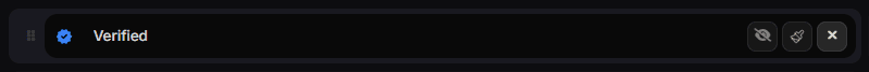 A badge row with its menu open, showing the hide, brush and close actions